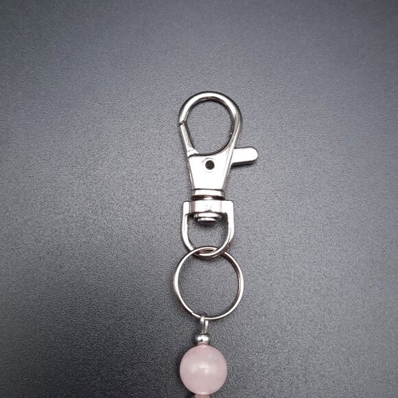 So Very Blessed Rose Quartz Chakra Healing Gemstone Keychain Handmade Accessory - Picture 5 of 7